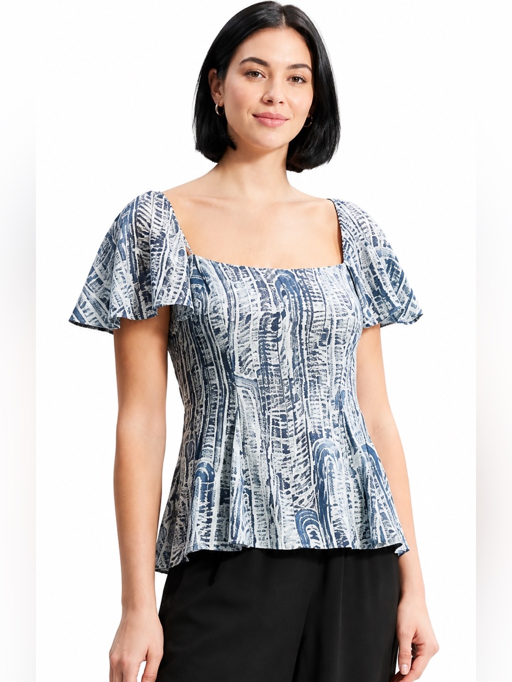 Theory 100% Silk Print Godet Pleat Top Size 0 NEW Lined Flowy Luxury Chic Blouse